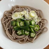 オクラの冷たい蕎麦